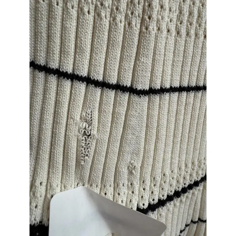 Sandro White Striped Knit Maxi Dress Size 36 with Fabric Pull - Picture 10 of 10